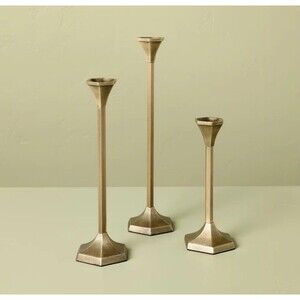 3pk Brass Candlestick Set - Hearth & Hand with Magnolia NEW